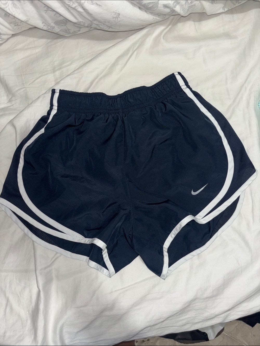 Nike Women's Navy Blue Athletic Shorts with White Trim